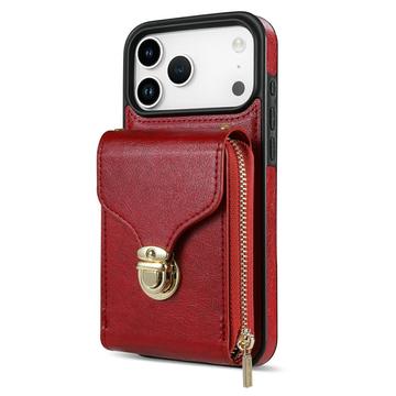 iPhone 17 Pro Max Alt-i-et cover med pung og rem - rød