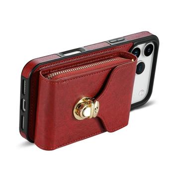 iPhone 17 Pro Max Alt-i-et cover med pung og rem - rød