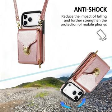 iPhone 17 Pro Max Alt-i-et cover med pung og rem - Rødguld
