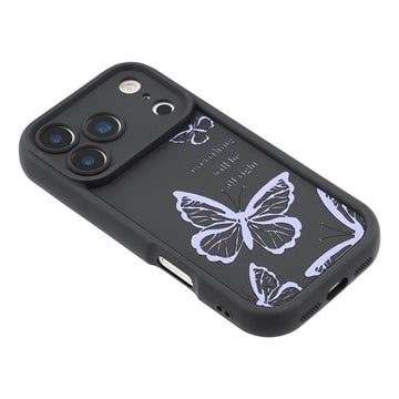 iPhone 17 Pro Max TPU-cover med Sommerfugleprint - Lilla / Sort