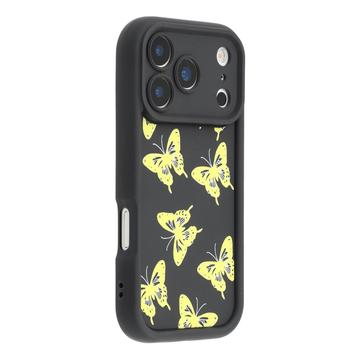 iPhone 17 Pro Max TPU-cover med Sommerfugleprint - Gul / Sort