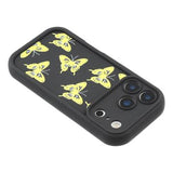 iPhone 17 Pro Max TPU-cover med Sommerfugleprint - Gul / Sort