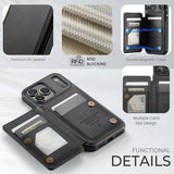 iPhone 17 Pro Max Caseme C22-etui RFID-kortpung - Sort