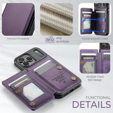 iPhone 17 Pro Max Caseme C22-etui RFID-kortpung - lilla