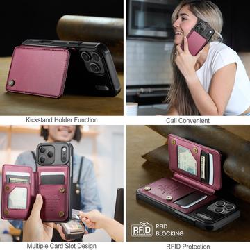 iPhone 17 Pro Max Caseme C22-etui RFID-kortpung - rød