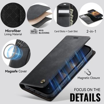 iPhone 17 Pro Max Caseme C49 2-i-1 aftagelig pungetui - MagSafe-kompatibel, RFID - Sort