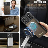 iPhone 17 Pro Max Caseme C49 2-i-1 aftagelig pungetui - MagSafe-kompatibel, RFID - Kaffe