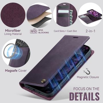 iPhone 17 Pro Max Caseme C49 2-i-1 aftagelig pungetui - MagSafe-kompatibel, RFID - Lilla