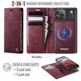 iPhone 17 Pro Max Caseme C49 2-i-1 aftagelig pungetui - MagSafe-kompatibel, RFID - Rød