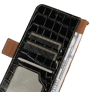 iPhone 17 Pro Max Crocodile Series Læderpung med RFID - Sort