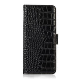 iPhone 17 Pro Max Crocodile Series Læderpung med RFID - Sort