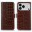 iPhone 17 Pro Max Crocodile Series Læderpung med RFID - Brun