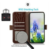 iPhone 17 Pro Max Crocodile Series Læderpung med RFID - Brun