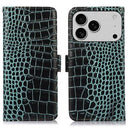 iPhone 17 Pro Max Crocodile Series Læderpung med RFID - Grøn