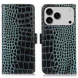 iPhone 17 Pro Max Crocodile Series Læderpung med RFID - Grøn