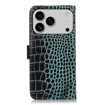 iPhone 17 Pro Max Crocodile Series Læderpung med RFID - Grøn