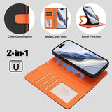 iPhone 17 Pro Max aftageligt pungetui med MagSafe, RFID-beskyttelse og håndrem - sort / orange