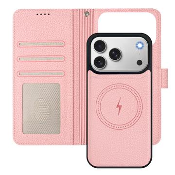 iPhone 17 Pro Max aftageligt pungetui med MagSafe, RFID-beskyttelse og håndrem - Mynte / Pink