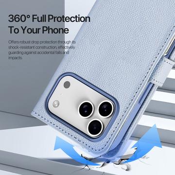 iPhone 17 Pro Max Dux Ducis Lawa Pung læderetui m. magnetisk cover - babyblå