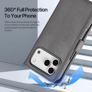 iPhone 17 Pro Max Dux Ducis Lawa Pung læderetui med magnetisk låg - grå