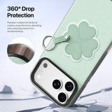 iPhone 17 Pro Max Dux Ducis Luvy cover med fingerring/håndrem - Grøn / Kløver