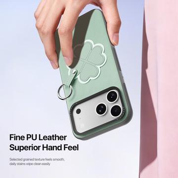 iPhone 17 Pro Max Dux Ducis Luvy cover med fingerring/håndrem - Grøn / Kløver