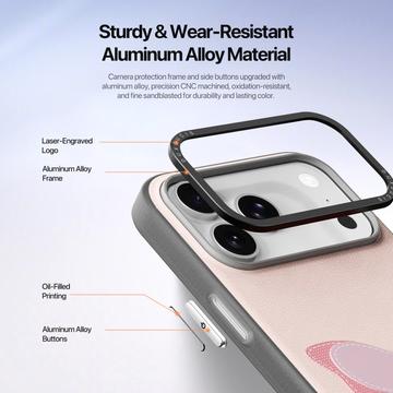 iPhone 17 Pro Max Dux Ducis Luvy cover med fingerring/håndrem - lyserød / sommerfugl