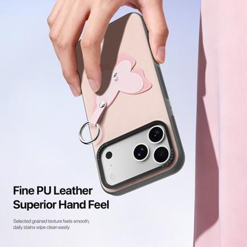 iPhone 17 Pro Max Dux Ducis Luvy cover med fingerring/håndrem - lyserød / sommerfugl