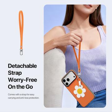iPhone 17 Pro Max Dux Ducis Luvy cover med fingerring/håndrem - Orange / Marguerit