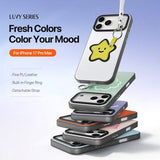 iPhone 17 Pro Max Dux Ducis Luvy cover med fingerring/håndrem - hvid / stjerne