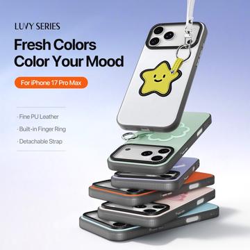 iPhone 17 Pro Max Dux Ducis Luvy cover med fingerring/håndrem - hvid / stjerne