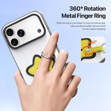 iPhone 17 Pro Max Dux Ducis Luvy cover med fingerring/håndrem - hvid / stjerne
