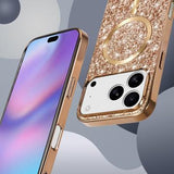 iPhone 17 Pro Max Galvaniseret glitter cover - MagSafe-kompatibel - Guld