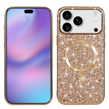 iPhone 17 Pro Max Galvaniseret glitter cover - MagSafe-kompatibel - rosaguld