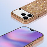 iPhone 17 Pro Max Galvaniseret glitter cover - MagSafe-kompatibel - rosaguld
