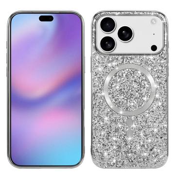 iPhone 17 Pro Max Galvaniseret glitter cover - MagSafe-kompatibel - Sølv