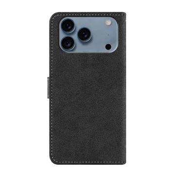 iPhone 17 Pro Max Elegant retro-pungetui med roterende kortholder - sort