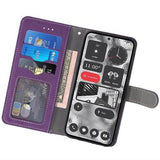 iPhone 17 Pro Max Elegant retro-pungetui med roterende kortholder - Lilla