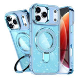 iPhone 17 Pro Max Glitter Hybrid cover med kickstand - MagSafe-kompatibel - Blå