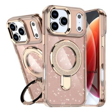 iPhone 17 Pro Max Glitter Hybrid cover med kickstand - MagSafe-kompatibel - Ørkenguld