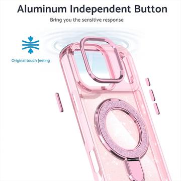 iPhone 17 Pro Max Glitter Hybrid Cover med Kickstand - MagSafe-kompatibel - Pink