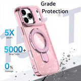 iPhone 17 Pro Max Glitter Hybrid Cover med Kickstand - MagSafe-kompatibel - Pink