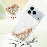 iPhone 17 Pro Max Glitter Quicksand TPU Cover - Guldhjerter