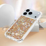 iPhone 17 Pro Max Glitter Quicksand TPU Cover - Guldhjerter