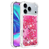 iPhone 17 Pro Max Glitter Quicksand TPU Cover - Lyserøde hjerter
