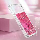 iPhone 17 Pro Max Glitter Quicksand TPU Cover - Lyserøde hjerter