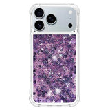 iPhone 17 Pro Max Glitter Quicksand TPU Cover - Lilla hjerter