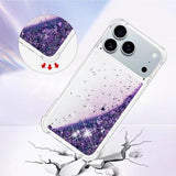 iPhone 17 Pro Max Glitter Quicksand TPU Cover - Lilla hjerter