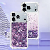 iPhone 17 Pro Max Glitter Quicksand TPU Cover - Lilla hjerter