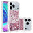 iPhone 17 Pro Max Glitter Quicksand TPU Cover - rosaguldfarvede hjerter